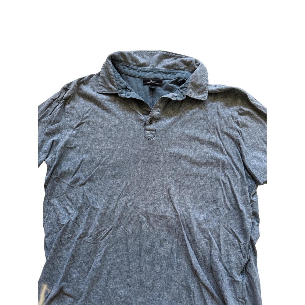 Marc Anthony Mens Polo Shirt Large Gray Short Sleeve Casual‎ Textured Knit Top